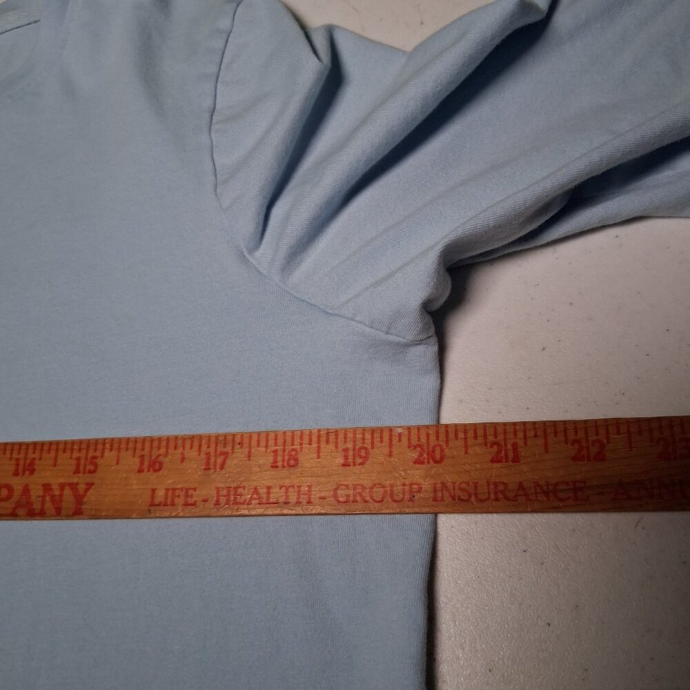 LL Bean Shirt Women Medium Blue Long Slv Vacationland Maine Owl Camping Camp - Picture 6 of 12